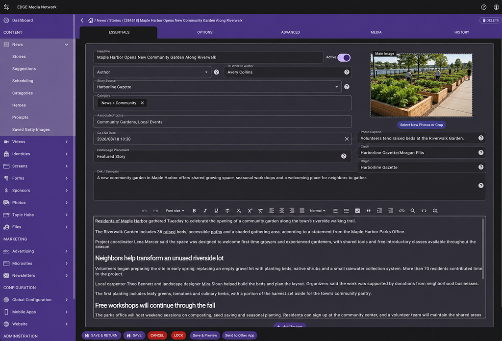 EDGE CMS screenshot