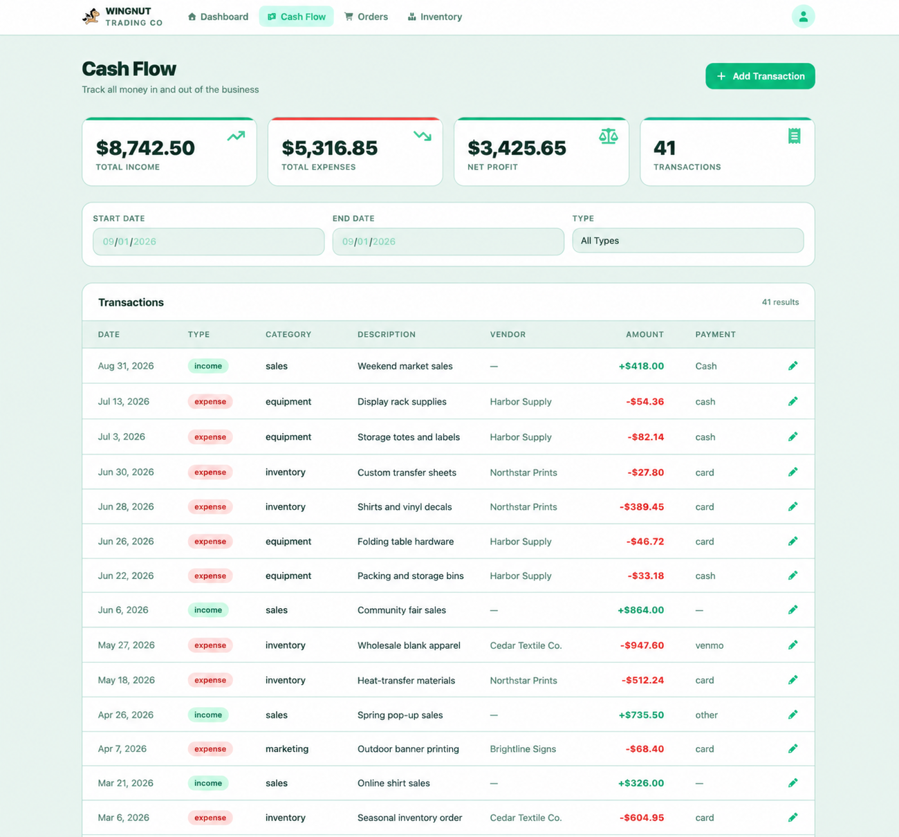 Wingnut Trading Co screenshot